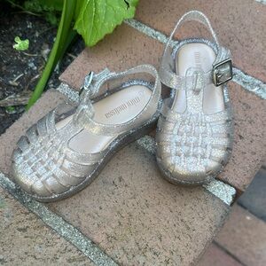 Mini Melissa Possession Kids/Toddler Glitter Jelly Sandals - Beige size 7